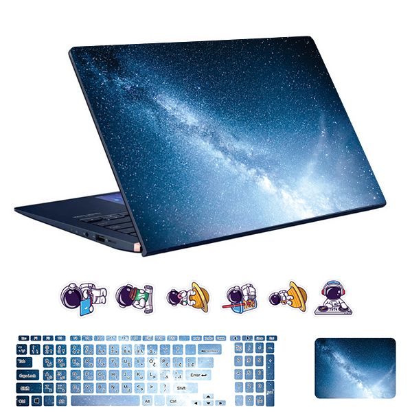 استیکر لپ تاپ توییجین و موییجین طرح Space  کد 176 مناسب برای لپ تاپ 15.6 اینچ به همراه برچسب حروف فارسی کیبورد