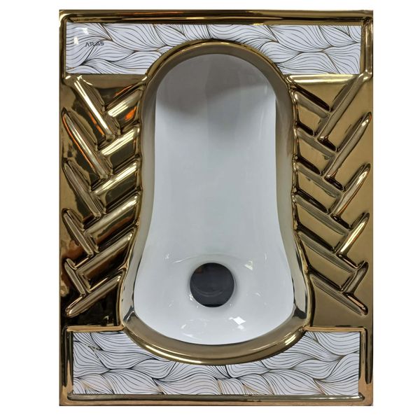 توالت زمینی چینی اطلس مدل ریملس کوتینگ طرح آجری 