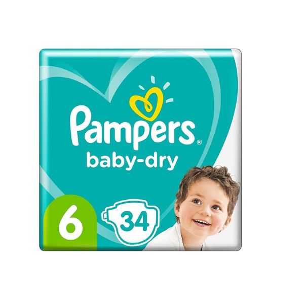 پوشک پمپرز مدل BABY DRY سایز 6 بسته 34 عددی