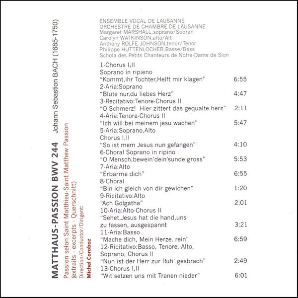 آلبوم موسیقی MATTHAUS PASSION BWV244 اثر یوهان سباستین باخ