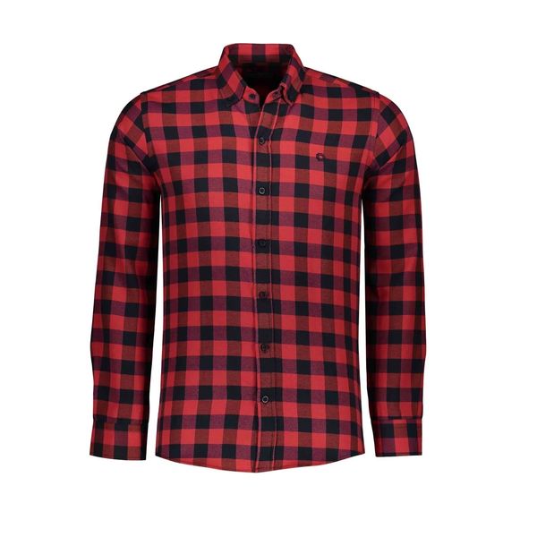 پیراهن آستین بلند مردانه دیورسو مدل چهارخونه ریز رنگ قرمز
