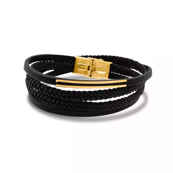 دستبند طلا 18 عیار مردانه گالری روبی مدل پلاک تو خالی