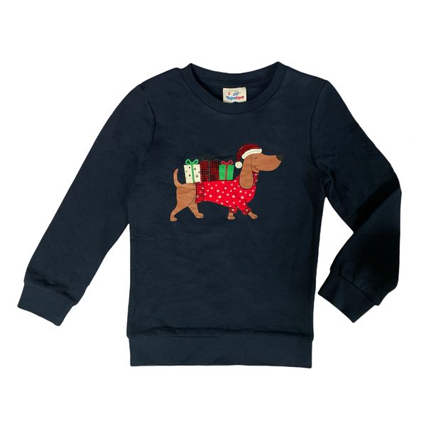 سویشرت بچگانه توپولینو مدل 376617 سگ کریسمسی رنگ سورمه ای