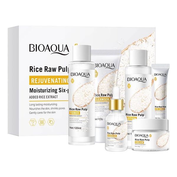 مجموعه مراقبت از پوست بایو آکوا مدل Rice Raw Pulp بسته 6 عددی