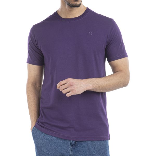تی شرت آستین کوتاه مردانه جوتی جینز مدل بیسیک کد 1551423 رنگ بنفش تیره