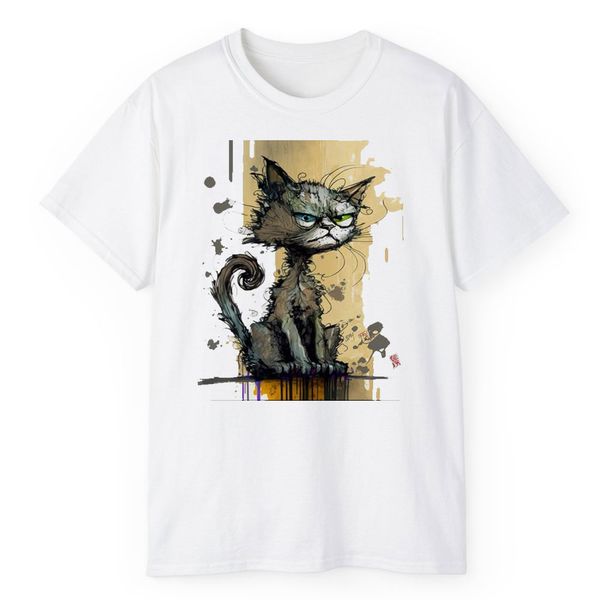 تی شرت آستین کوتاه مردانه مدل گربه خشن کد 735