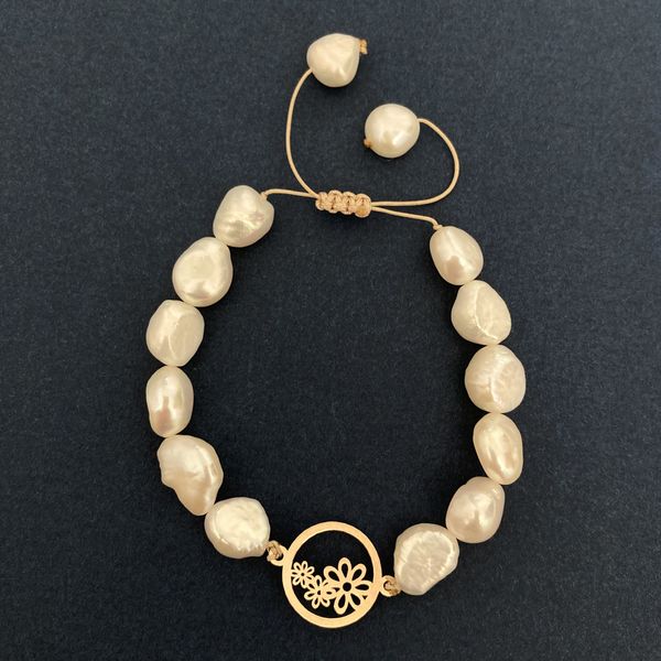 دستبند طلا 18 عیار زنانه الماسین آذر مدل Golbarosefid01