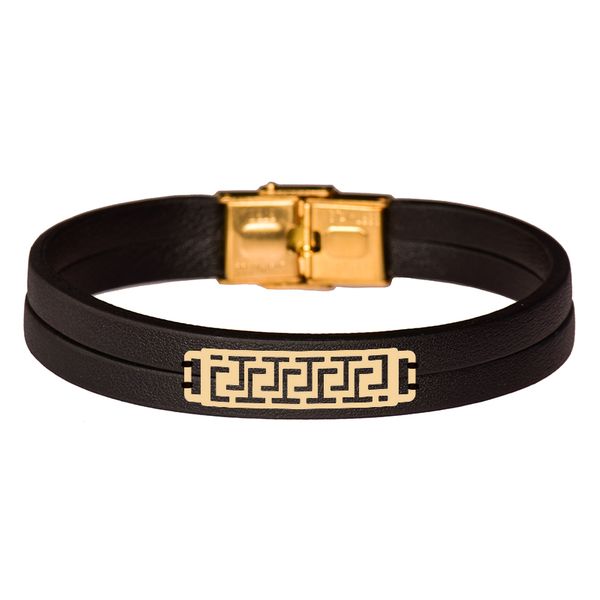  دستبند طلا 18 عیار مردانه کرابو طرح هندسی مدل Kr102426
