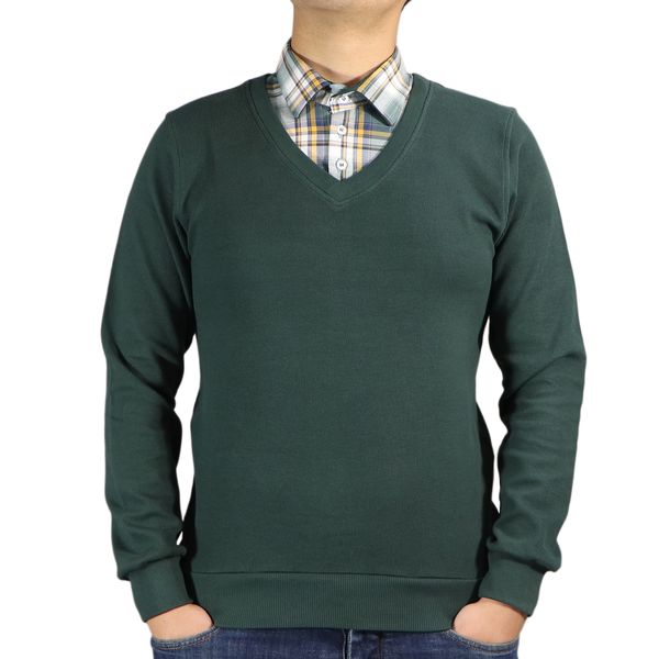 پلیور مردانه مدل یقه پیراهنی کد 38062 رنگ سبز لجنی