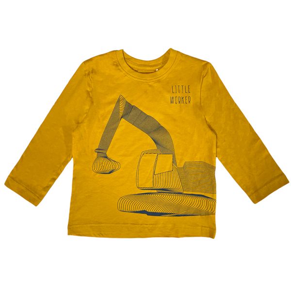 تی شرت آستین بلند پسرانه توپولینو مدل 376617 ماشین لدر رنگ زرد