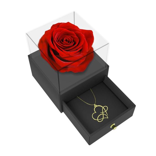 گردنبند طلا 18 عیار زنانه مدوپد مدل قلب  کد GBA10022 به همراه باکس گل رز جاویدان