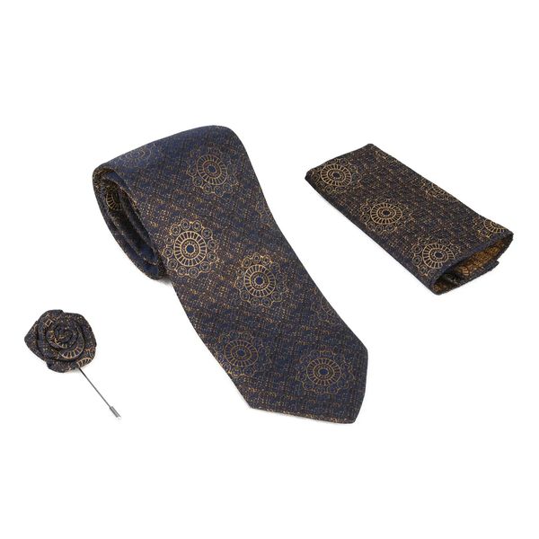 ست کراوات و دستمال جیب و گل کت مردانه مدل MDSS-CG1351