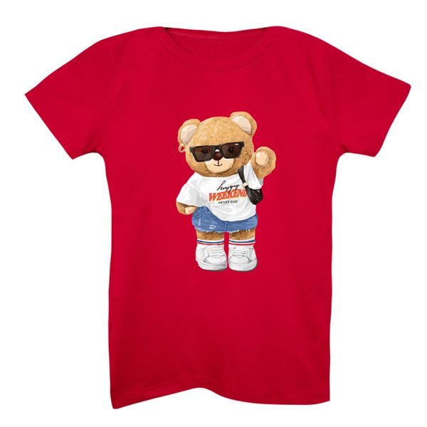 تی شرت آستین کوتاه دخترانه مدل خرس