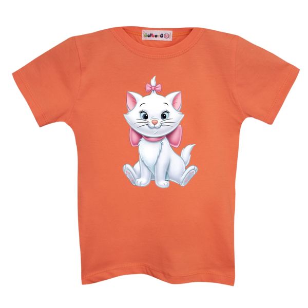 تی شرت آستین کوتاه دخترانه مدل گربه اشرافی کد 2 