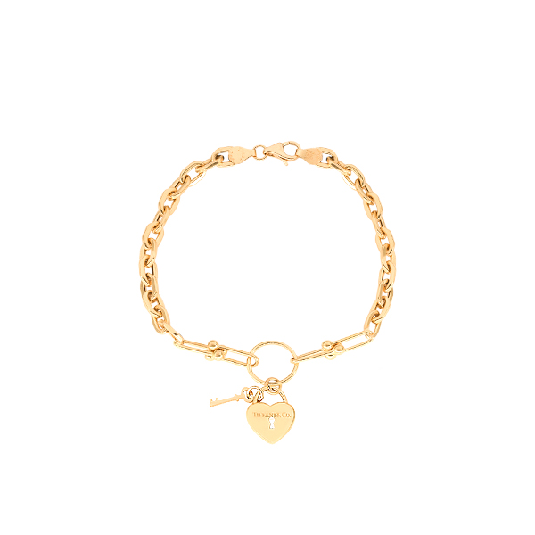 دستبند طلا 18 عیار زنانه ماوی گالری مدل تیفانی آویز قلب