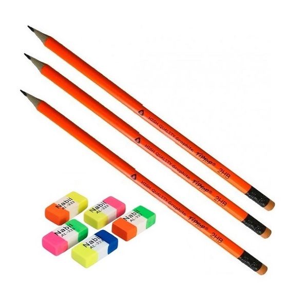 مداد مشکی مدل تیپ تاب به همراه پاکن مجموعه 8 عددی 