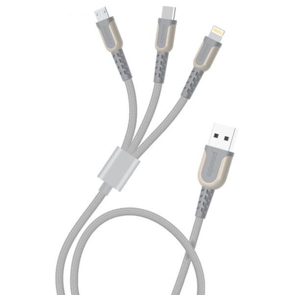کابل تبدیل USB به microUSB/USB-C/لایتنینگ پرودو مدل Metal Braided طول 1.4متر