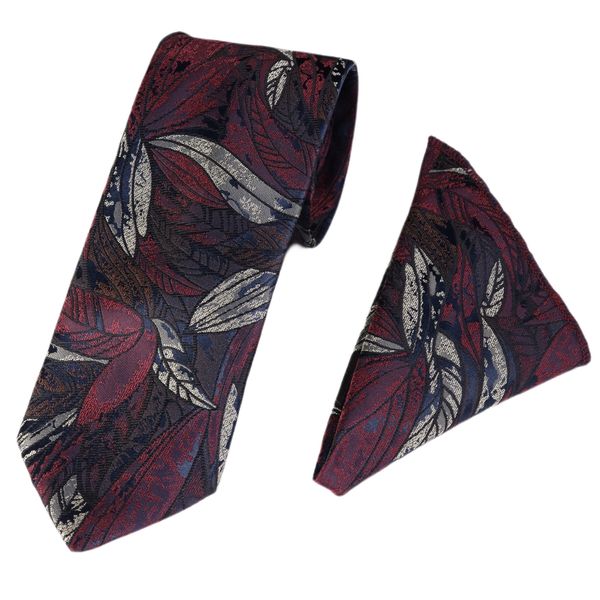ست کراوات و دستمال جیب مردانه نسن طرح برگ مدل SH114