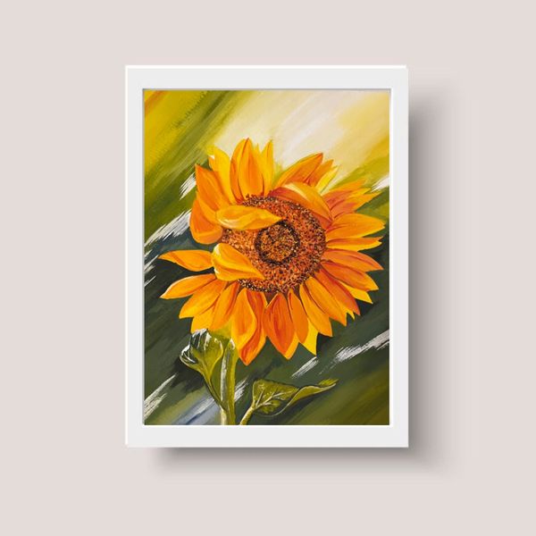 تابلو نقاشی طرح گل آفتابگردان مدل a18