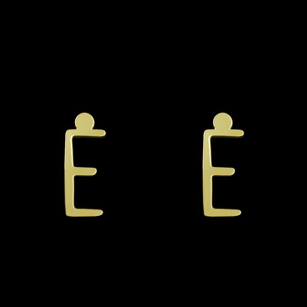 گوشواره طلا 18 عیار زنانه مدوپد مدل حرف E کد GA1-17177