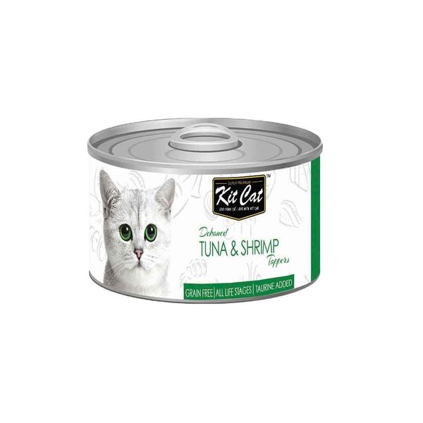 کنسرو غذای گربه کیت کت مدل tuna shrimp وزن 80 گرم