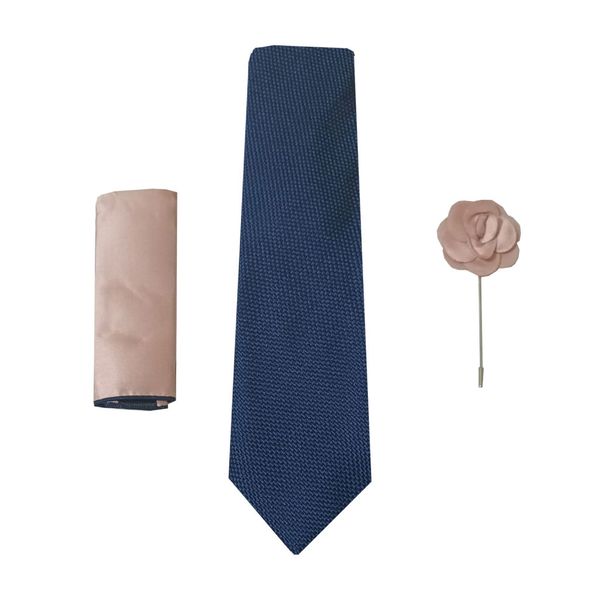 ست کراوات و دستمال جیب و گل سینه نکست مدل SMC90