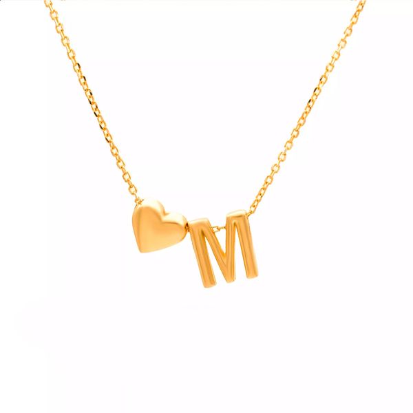 گردنبند طلا 18 عیار زنانه گالری روبی مدل M و قلب