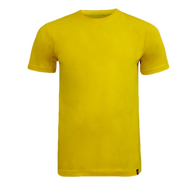 تی شرت آستین کوتاه مردانه مدل یقه گرد رنگ زرد