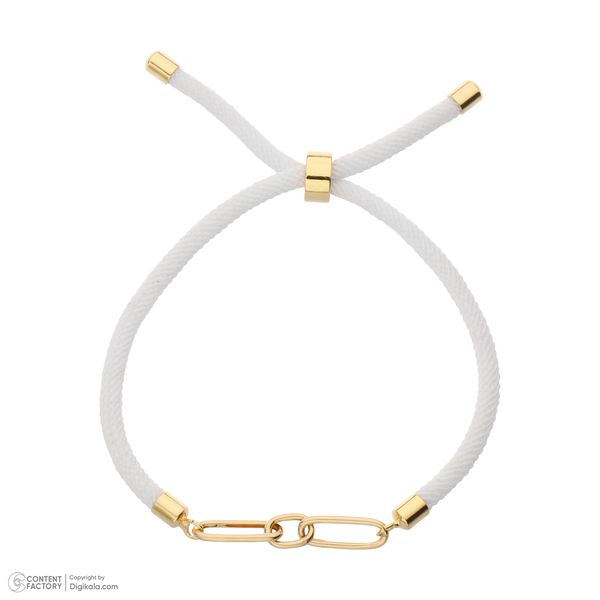 دستبند طلا 18 عیار زنانه گالری شیدا مجد مدل دولینک بندی سفید