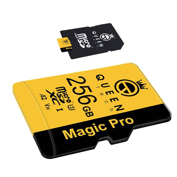 کارت حافظه Micro SD XC کوئین تک مدل A2-V30-633X کلاس 10 استاندارد UHS-l U3 سرعت 95MBps ظرفیت 256 گیگابایت به همراه آداپتور SD