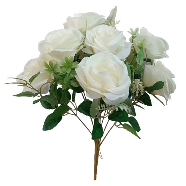 گل مصنوعی مدل بوته رز 9 گل