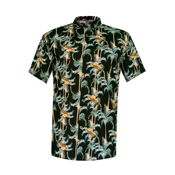 پیراهن آستین کوتاه مردانه مدل هاوایی نارگیلی کد coco رنگ مشکی
