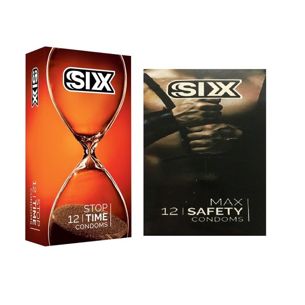 کاندوم سیکس مدل Stop Time بسته 12 عددی به همراه کاندوم سیکس مدل Max Safety بسته 12 عددی