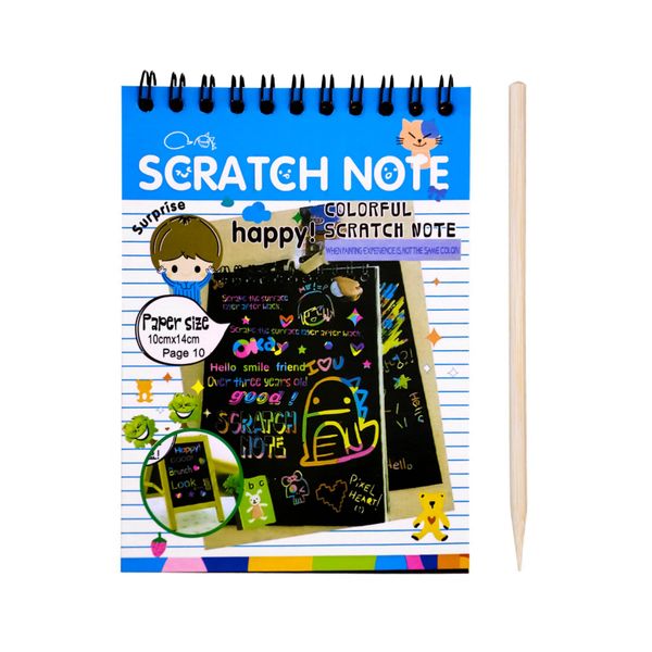 دفترچه نقاشی 10 برگ مدل Scratch Note به همراه مداد