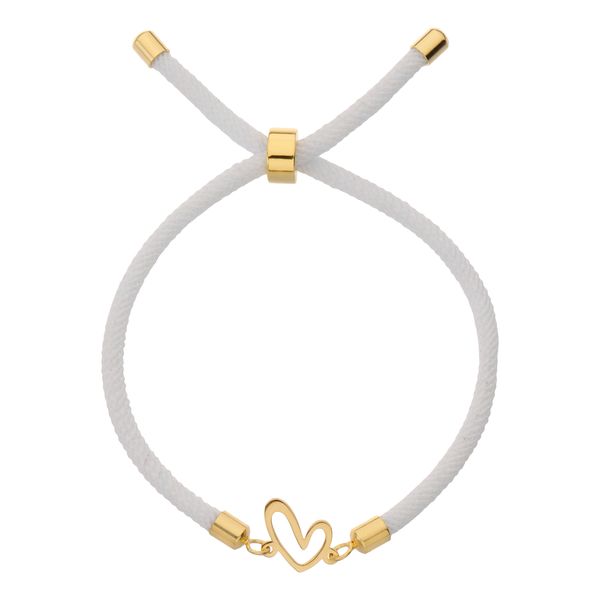 دستبند طلا 18 عیار زنانه گالری شیدا مجد مدل قلب توخالی بندی سفید