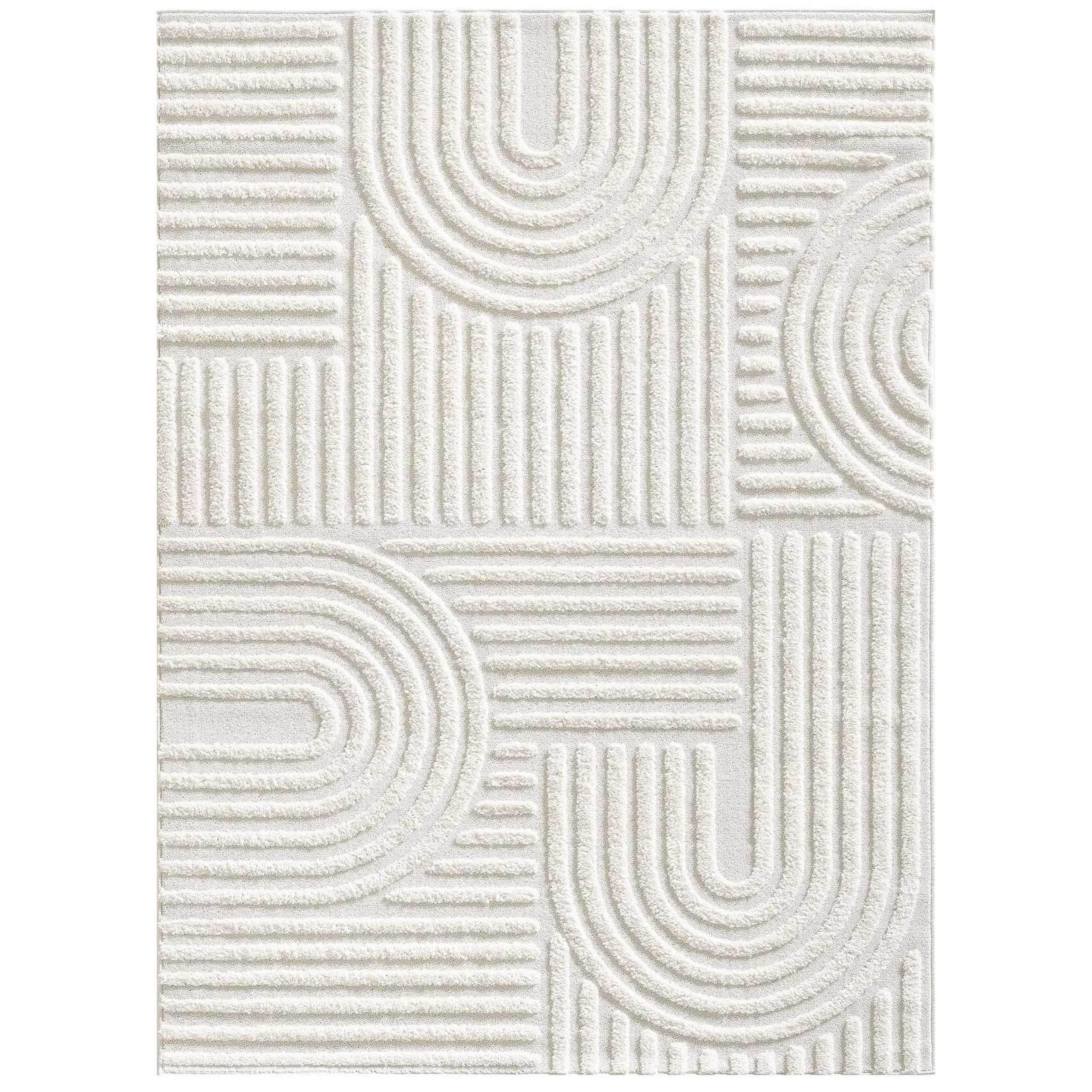  فرش ماشینی ونوچی مدل کوونسی کد 1013 زمینه سفید
