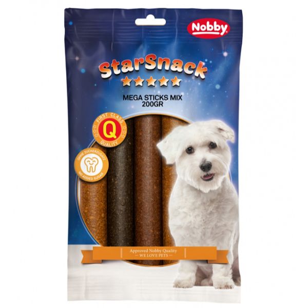 تشویقی سگ نوبی مدل starsnack mega sticks mix وزن 200 گرم