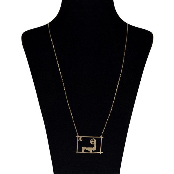 گردنبند طلا 18 عیار زنانه طلای کامک مدل مستطیل طرح بز کوهی 