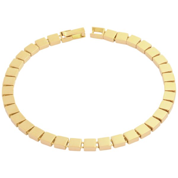 دستبند طلا 18 عیار زنانه طلای مستجابی مدل مربعی آینه ای کد 17