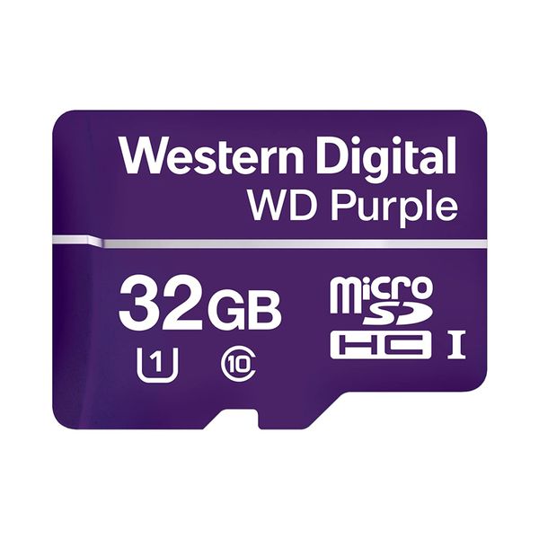 کارت حافظه microSDHC وسترن دیجیتال مدل Purple کلاس ۱۰ استاندارد UHS-1 U1 سرعت 100MBps ظرفیت ۳۲ گیگابایت