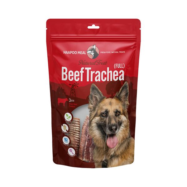 تشویقی سگ هاپومیل مدل نای لوله ای گاو کامل کد Beef Trachea Full وزن 200 گرم