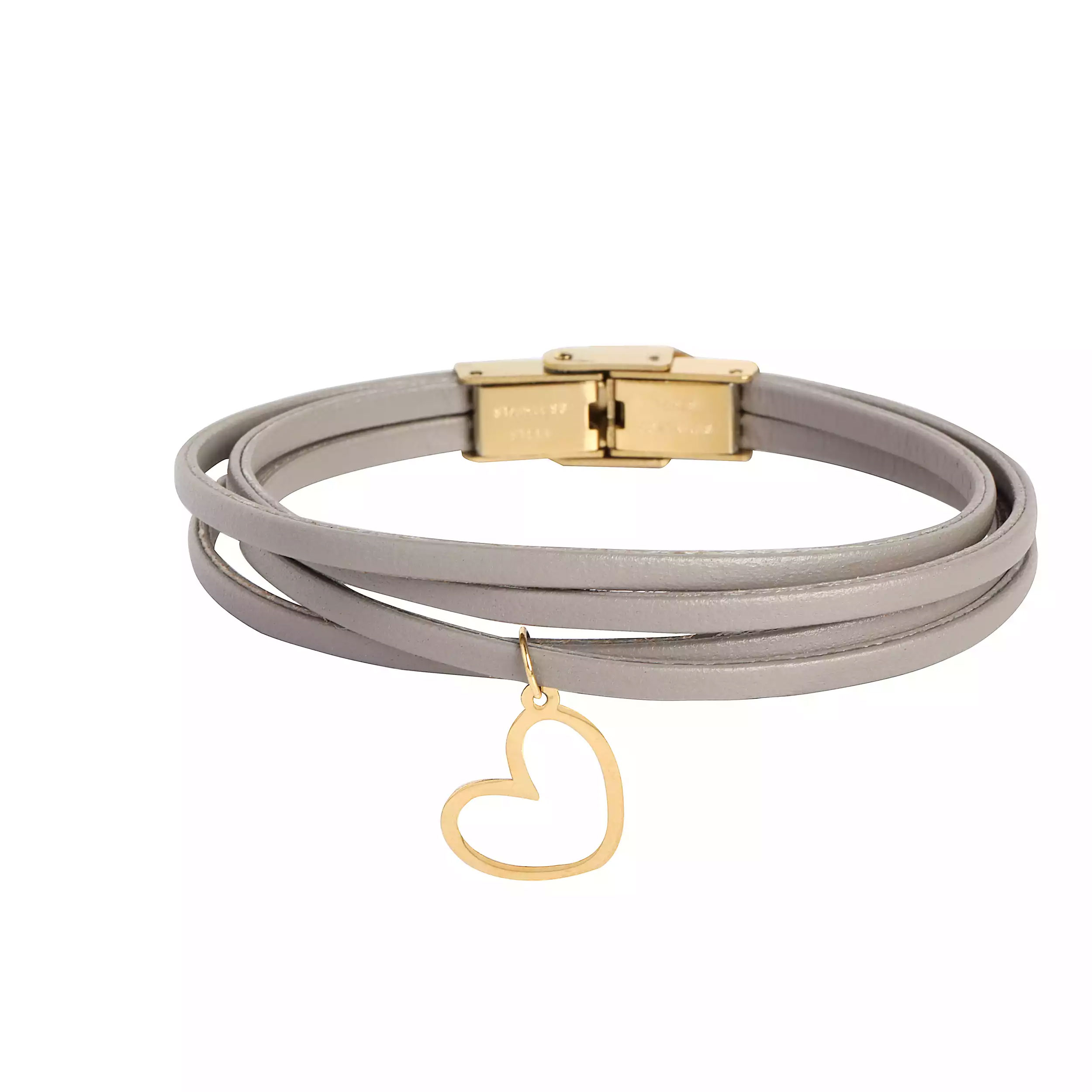 دستبند طلا 18 عیار زنانه روبی آرت گالری مدل قلب تو خالی