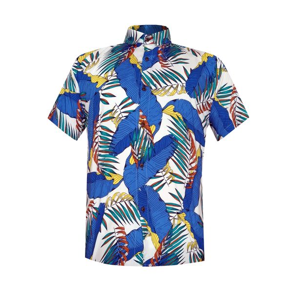 پیراهن آستین کوتاه مردانه مدل هاوایی کد B-AB رنگ آبی
