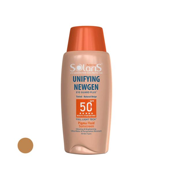 فلوئید ضد آفتاب رنگی آردن سولاریس +SPF50 مدل Unifying Newgen مناسب انواع پوست حجم 75 میلی لیتر
