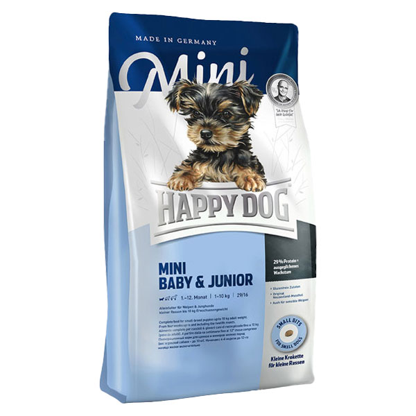 غذای خشک سگ نابالغ هپی داگ مدل mini baby &amp; junior وزن 4 کیلوگرم