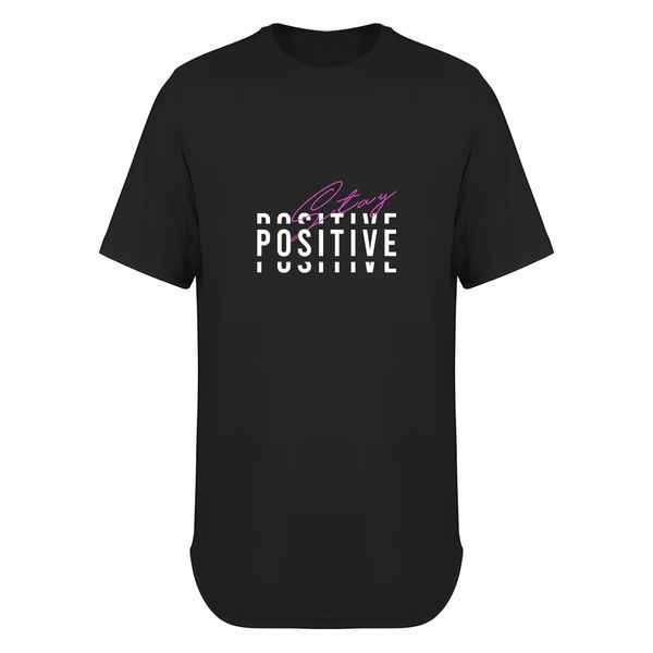 تی شرت لانگ مردانه آستین کوتاه مدل نوشته Stay Positive کد T041