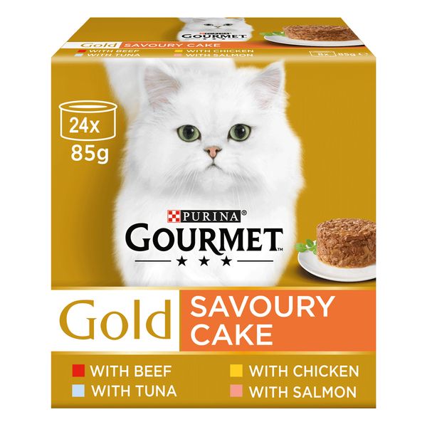 کنسرو غذای گربه گورمت مدل SAVOURY CAKE وزن  85 گرم بسته 24 عددی