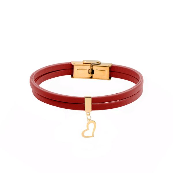 دستبند طلا 18 عیار زنانه گالری روبی مدل قلب توخالی