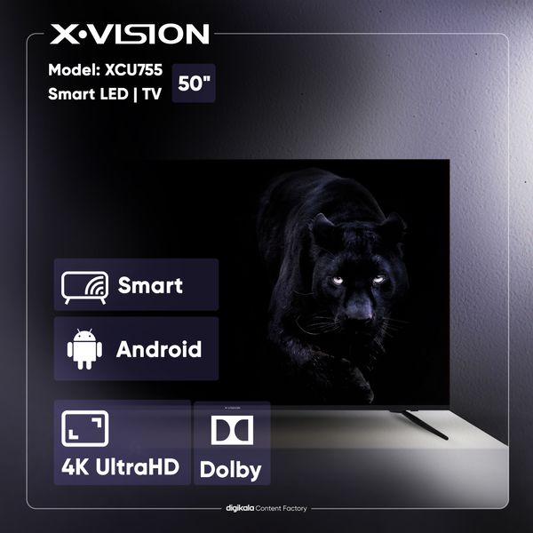 تلویزیون ال ای دی هوشمند ایکس ویژن مدل XCU755 سایز 50 اینچ 