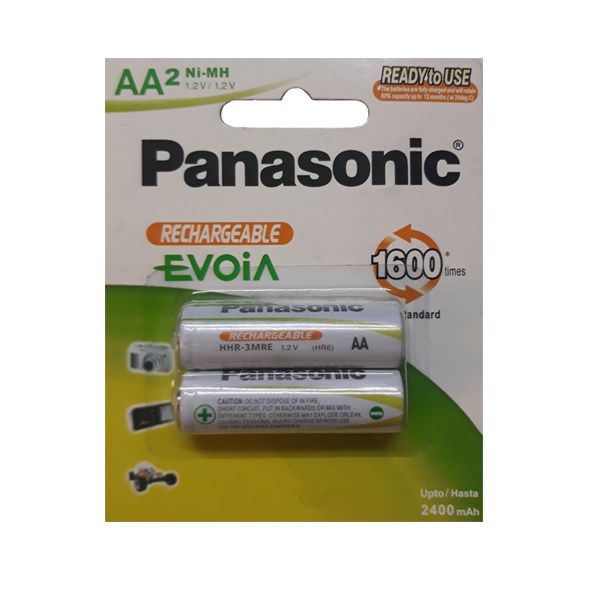 باتری قلمی قابل شارژ پاناسونیک مدل EVOIA 2400mAh بسته 2 عددی